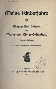 Cover of: Meine Kinderjahre: biographische Skizzen.