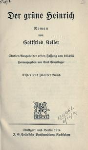 Cover of: Der grüne Heinrich by Gottfried Keller, Gottfried Keller