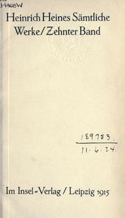 Cover of: Sämtliche Werke by Heinrich Heine