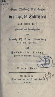 Cover of: Vermischte Schriften by Georg Christoph Lichtenberg, Christoph Wilhelm Lichtenberg, Georg Christoph Lichtenberg