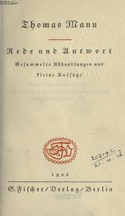 Cover of: Rede und Antwort by Thomas Mann