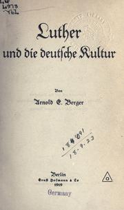 Cover of: Luther und die deutsche Kultur.