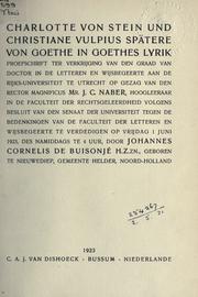 Charlotte von Stein und Christiane Vulpius, spätere von Goethe, in  Goethes Lyrik by Johannes Cornelis de Buisonje