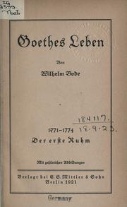 Cover of: Goethes Leben. by Wilhelm Bode
