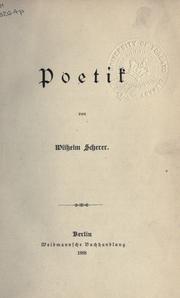 Cover of: Poetik. by Wilhelm Scherer