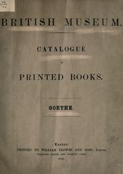 Cover of: Catalogue of printed books: Goethe.