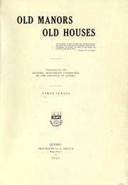Cover of: Old manors, old houses