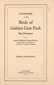 Cover of: Handbook of the birds of Golden Gate park, San Francisco