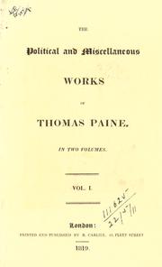 Cover of: Political and miscellaneous works. by Thomas Paine
