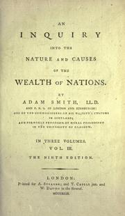 Cover of: An inquiry into the nature and causes of the wealth of nations. by Adam Smith