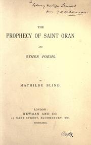 Cover of: Prophecy of Saint Oran and other poems.