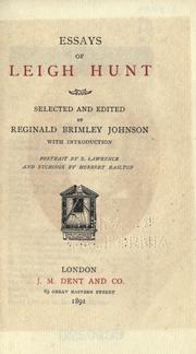 Cover of: Essays of Leigh Hunt by Leigh Hunt, Leigh Hunt