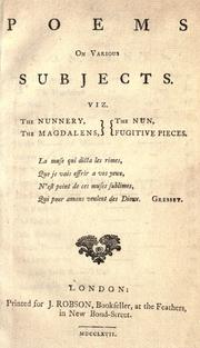 Cover of: Poems on various subjects.: Viz. The nunnery, The Magdalens, The nun, Fugitive pieces.