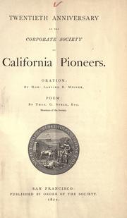 Cover of: Twentieth anniversary of the Corporate Society of California Pioneers. by Society of California Pioneers.