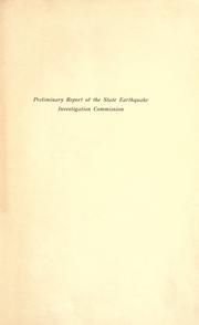 Cover of: Preliminary report of the State earthquake investigation commission.