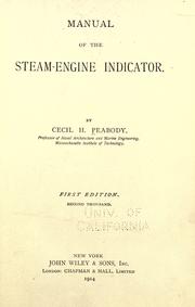 Cover of: Manual of the steam-engine indicator. by Peabody, Cecil Hobart