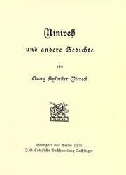 Cover of: Niniveh, und andere gedichte by George Sylvester Viereck