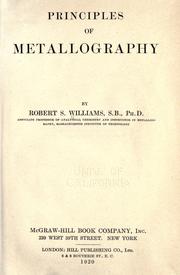 Cover of: Principles of metallography