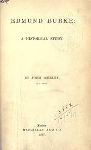 Cover of: Edmund Burke, a historical study.