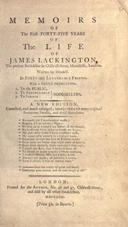 Cover of: Memoirs of the first forty-five years of the life of James Lackington, ... by James Lackington