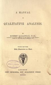 Cover of: Manual of qualitative analysis: with illustrations on wood.