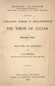 Cover of: The Timon of Lucian by Lucian of Samosata, Lucian of Samosata