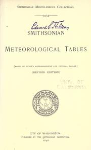 Cover of: Smithsonian meteorological tables by Smithsonian Institution