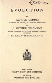 Cover of: Evolution by Patrick Geddes, J. Arthur Thomson, Patrick Geddes