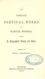 Cover of: The complete poetical works of Samuel Rogers by Samuel Rogers