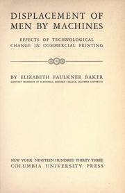 Displacement of men by machines by Baker, Elizabeth Faulkner