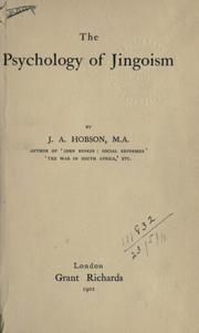 Cover of: The psychology of jingoism. by John Atkinson Hobson