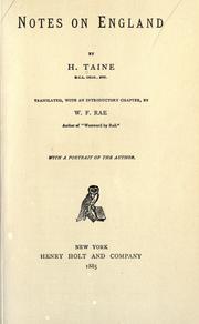 Cover of: Notes on England. by Hippolyte Taine