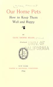 Cover of: Our home pets by Olive Thorne Miller