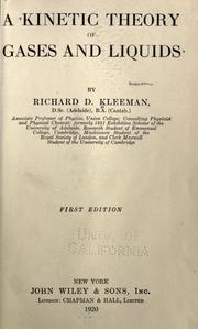Cover of: A kinetic theory of gases and liquids. by Richard Daniel Kleeman