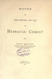 Cover of: Notes on the testing of hydraulic cement.