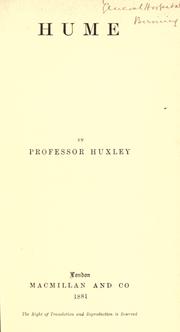 Cover of: Hume by Thomas Henry Huxley, Thomas Henry Huxley