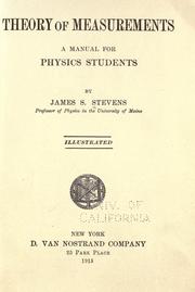 Cover of: Theory of measurements: a manual for physics students
