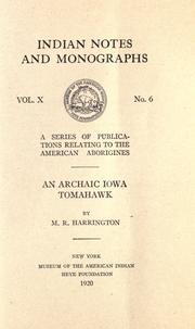 Cover of: An archaic Iowa tomahawk