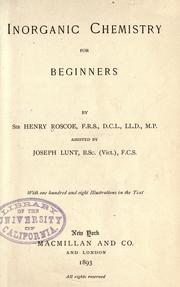 Cover of: Inorganic chemistry for beginners by Henry E. Roscoe