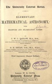 Elementary mathematical astronomy by Crossley William Crosby Barlow