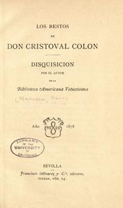 Cover of: Los restos de Don Cristoval Colon by Henry Harrisse