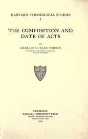 Cover of: The composition and date of Acts