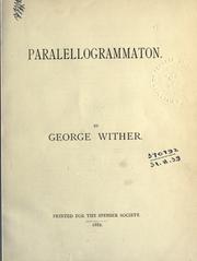 Cover of: Paralellogrammaton. by Wither, George