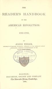 Cover of: The reader's handbook of the American Revolution. 1761-1783. by Justin Winsor
