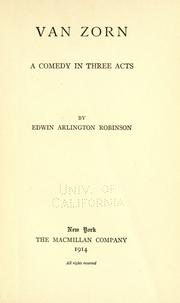 Cover of: Van Zorn, a comedy in three acts