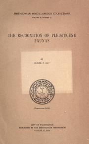 Cover of: The recognition of Pleistocene faunas