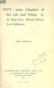 Cover of: Pitt by Ashbourne, Edward Gibson 1st Baron