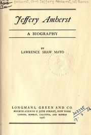 Cover of: Jeffery Amherst by Lawrence Shaw Mayo, Lawrence Shaw Mayo