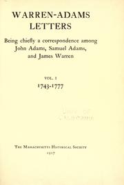 Cover of: Warren-Adams letters by Massachusetts Historical Society