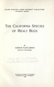 Cover of: The California species of mealy bugs ...